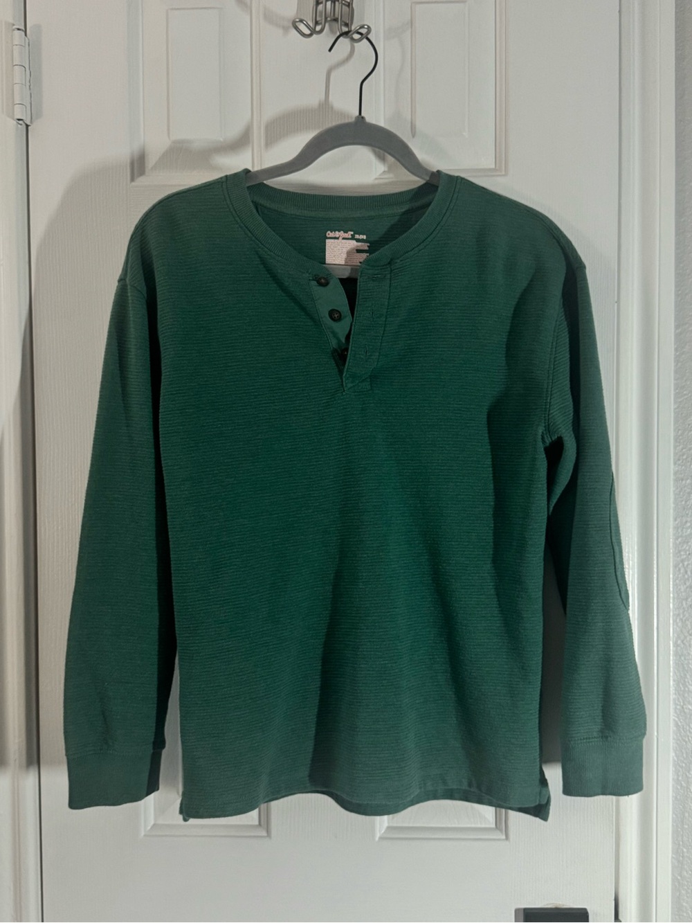✨5/$12 Cat & Jack Dark Green Henley Textured Top boys XL (14)